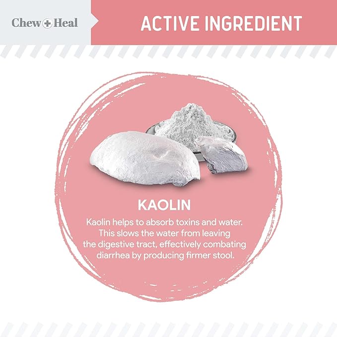 Chew + Heal Labs Anti Diarrhea for Dogs - 12 oz. of Stop The Diarrhea Liquid Supplement with Kaolin for Upset Stomach Relief - Made in The USA-Mewly Pet