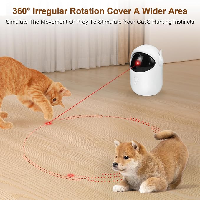 Laser Cat Toys for Indoor Cats Interactive Cat Toy 3 Speed Modes with Timer Rechargeable Rechargeable 3 Adjustable Circling ranges for Cats/Kitten/Dogs-Mewly Pet
