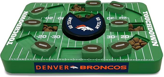 Pets First NFL Denver Broncos Large Puzzle Toy, New Size, Interactive Dog Treat & Slow Feeding Toy-Mewly Pet