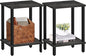TUTOTAK End Table, Set of 2, Side Table, Nightstand, 2-Tier Storage Shelf, Sofa Table for Small Space, Living Room, Bed Room, Charcoal Grey TB01BY035(2PCS)