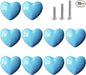 Ceramic Drawer Knobs Heart Shape Cabinet Dresser Pulls Handles with 3 Sized Screws, Kitchen Furniture Knobs for Closet Cupboard Wardrobe (10 Pack, Blue)