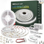Led Strip Lights 65.6ft White Dimmable Led Light Strip Flexible Rope Lights Kits with 24v Etl Power Supply, Adhesive Clips, Dimmer Switch and Connectors for Indoor Decor