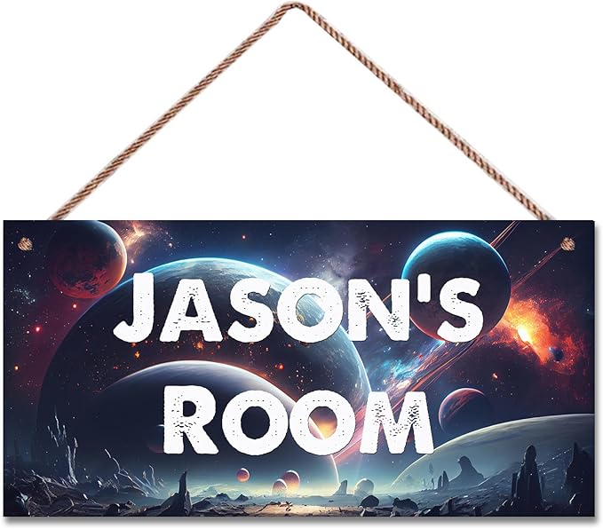 Personalized Signs Universe Sign Science Fiction Theme Sign For Kids Room Nursery Wall Art Décor Outer Space Art Wall Decor For Boys Room Girls Bedroom Little Man Cave