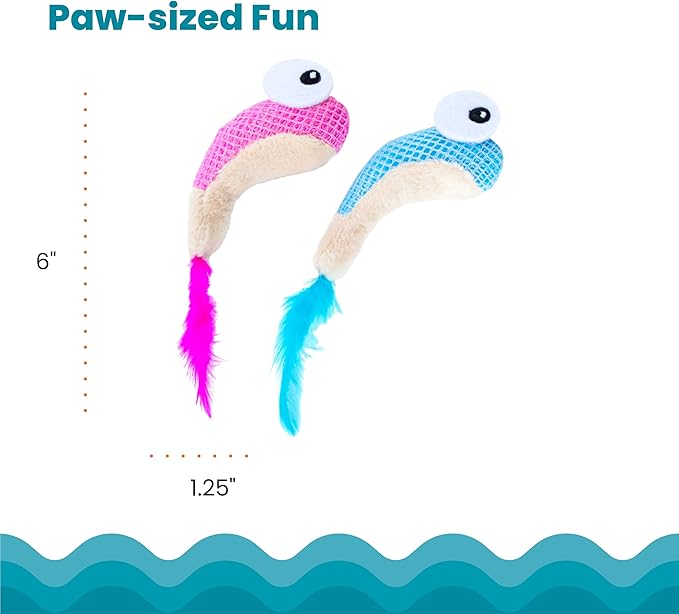 Catstages Catstages Dental Shrimpies Cat Toys, 2-pack – Interactive Catnip Dental Chew Toy to Help Clean Teeth, Fun for Play and Chewing, Multicolored-Mewly Pet