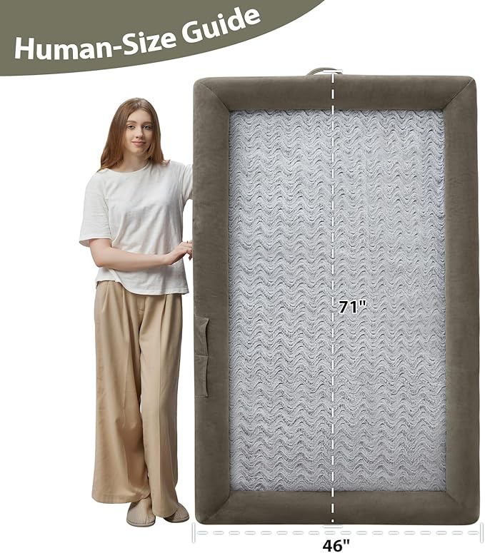 WNPETHOME Human Dog Bed for Adult, Washable Dog Couch with Removable Waterproof Cover, Orthopedic Large Pet Sofa Bed with Bolster Sides for Sleeping-Mewly Pet