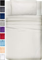 DREAMCARE Twin XL Sheet Sets – 3pcs Cooling Sheets – up to 21” Extra Deep Pocket Twin XL Sheets Set – Hotel Luxury Sheets & Pillowcases – Superior Softness 100% Fine Microfiber with Side Pocket –Ivory