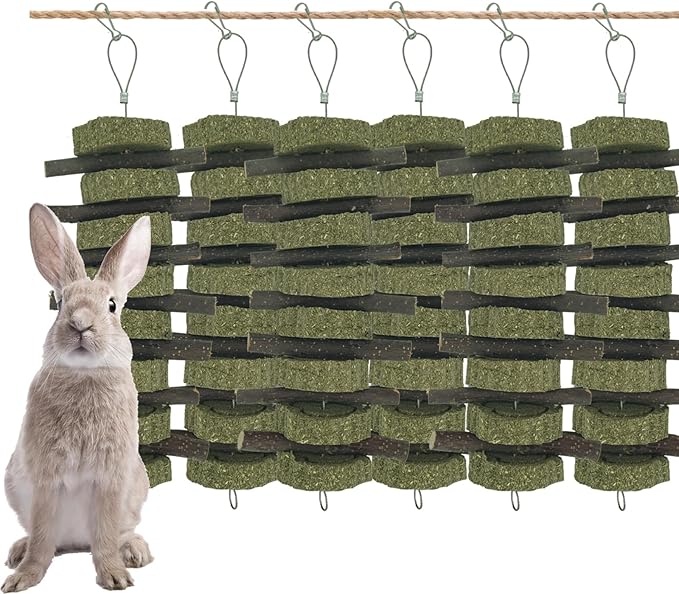 Rabbit Chew Toys for Teeth Grinding Bunny Treats 100% Natural Wood Timothy Grass Treats for Guinea Pigs Chinchillas Hamsters 6pcs-Mewly Pet