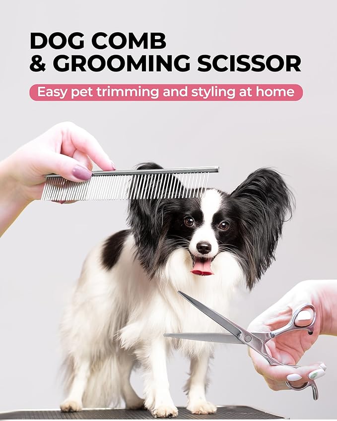 Dog Brush for Shedding Grooming,6 Pack Long-Pin Brush Set for Long Haired Dog Cat Goldendoodles Poodles Doodles Pink-Mewly Pet