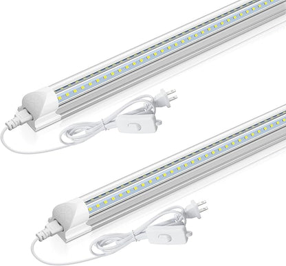 CNSUNWAY LED Shop Light 2FT, 20W 3000LM 6500K, T8 LED Tube Lights, Clear Cover, Ceiling and Utility Shop Lights, Linkable Light Fixture for Room, Garage, Workbench, Warehouse, ETL Listed (2 Pack)