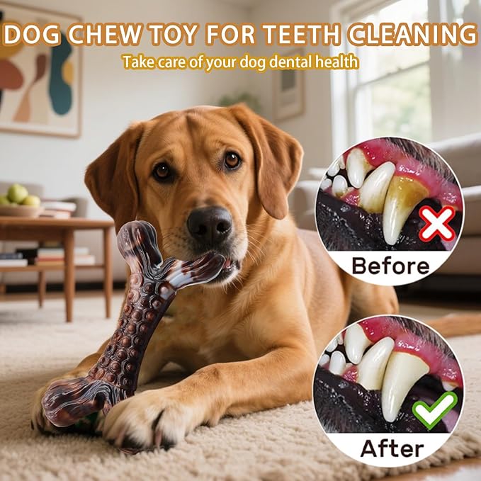 Magicorange 3-Pack Dog Chew Toys for Aggressive Chewers, Nylon Durable Dog Toys, Bacon Flavored Tough Bones Chew Toys-Mewly Pet