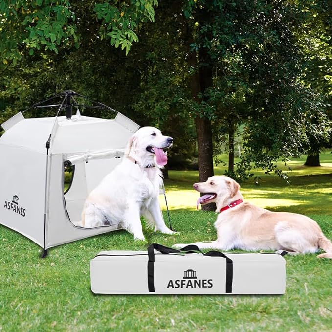 Outdoor Waterproof Pet Automatic Camping Tent, Pop up Cave Bed for Indoor Cats and Small Dogs, Portable Cat House Dog House, White.-Mewly Pet