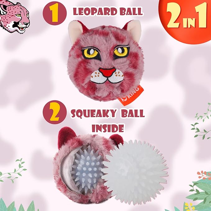 DKING 3Pack Squeaky Dog Balls,2 in1 Funny Puppy Ball Toys,Birthday Dog Toy for Small Medium Dogs (Animal Ball)-Mewly Pet