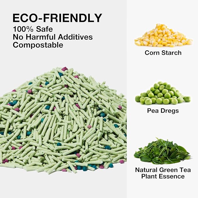 VETRESKA Tofu Cat Litter,Natural Kitty Litter Strong Clumping Flushable Cat Litter Pellets Ultra Absorbent,Odor Control,Dust-Free,Low Tracking Eco-Friendly Tofu Litter,Greentea(5.5lb×2bags)-Mewly Pet
