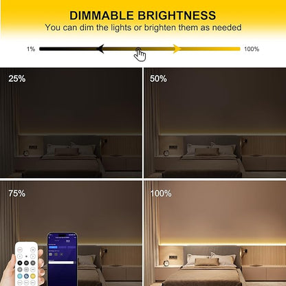 COB LED Strip Lights Warm White,24V Dimmable led Light Strip KIT with Remote and app Control,2700K 24FT/7.5m 8mm Wide Ra>90 Cuttable Flexible Strip Lights for Bedroom,Shelf,Cabinet