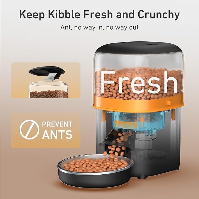 Automatic Cat Feeder - 2L Cat Food Dispenser, Timed Auto Pet Feeder with 180-day Battery Life, 1-6 Meals Per Day, 1-16 Portion, Desiccant Bag Keeps Dry Food Fresh, Also for Small Dogs-Mewly Pet