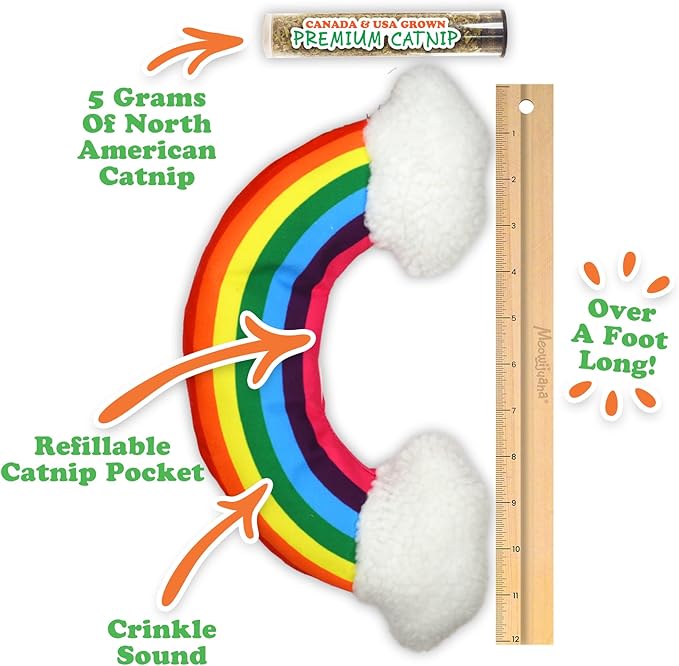 Meowijuana Kicker Toy for Cats | Get Kickin' Rainbow | Refillable Kicker Catnip Toy | Promotes Play and Cat Health | Includes Potent Hand Harvested Catnip Grown in North America-Mewly Pet