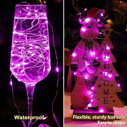 HXWEIYE 6 Pack Pink Fairy Lights Battery Operated, 7ft 20LED Mini Fairy Mason Jar Light, Waterproof Firefly Starry Lights for DIY Wedding Party Bedroom Patio Christmas Décor
