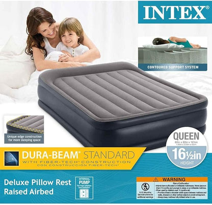 Intex Pillow Dura-Beam Series Rest Raised Airbed with Internal Pump (2020 Model)