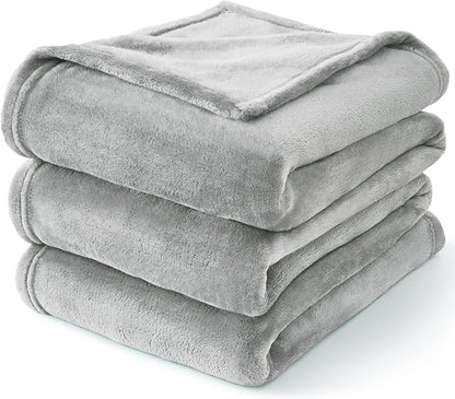 BEDELITE Fleece Blanket Light Grey Throw Blankets for Couch & Bed, Luxury Plush Cozy Fuzzy 50x70 inches, Super Soft Warm Lightweight Throw for Travel Camping