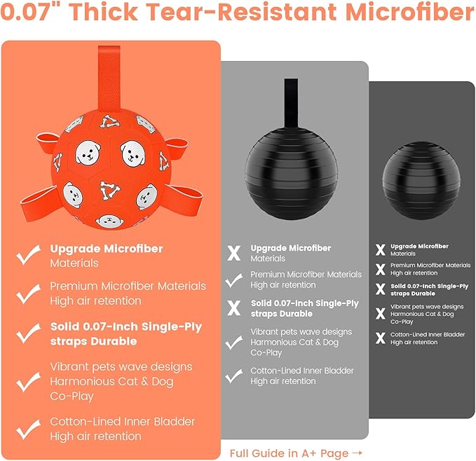 Dog Toys Soccer Ball with Straps, Durable Dog Balls, Interactive Dog Toys for Tug of War, Floating Water Puppy Toys for Indoor/Outdoor – Fun Dog Birthday Gift for Small Medium Dogs, 6 Inch-Mewly Pet