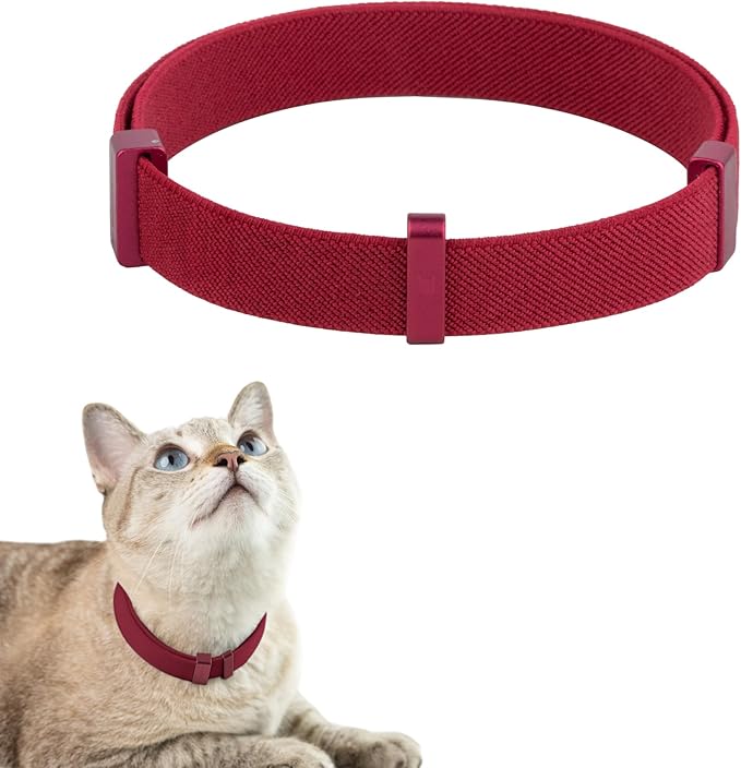 Safety Cat Collar Pro, Lightweight Elastic Release Non Breakaway Cat Collar Adjustable with Snap Fastener for Kitten All Small Large Cats, US IDA Gold Award (Burgundy, M 7.9-15.7")-Mewly Pet