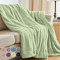 The Connecticut Home Co Throw Blanket for Couch, Soft Fluffy Room Decor, Cozy Warm Throws for Bed, Couches, Gifts for Women, Bedroom Cute Aesthetic Blankets Faux Fur and Sherpa, 65x50, Sage