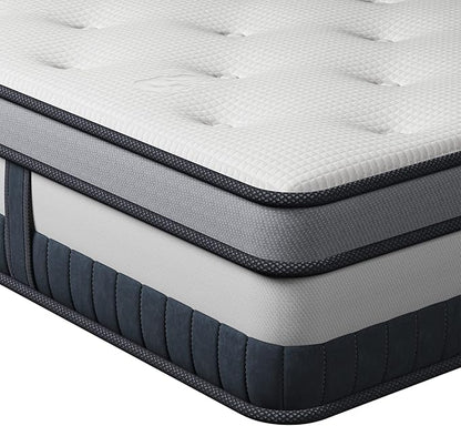 Vesgantti Twin XL Mattress 12 Inch Innerspring Multilayer Hybrid XL Twin Mattress - Ergonomic Design with Memory Foam and Pocket Spring Mattresses Twin XL Size - Box Top Series Medium Firm Feel