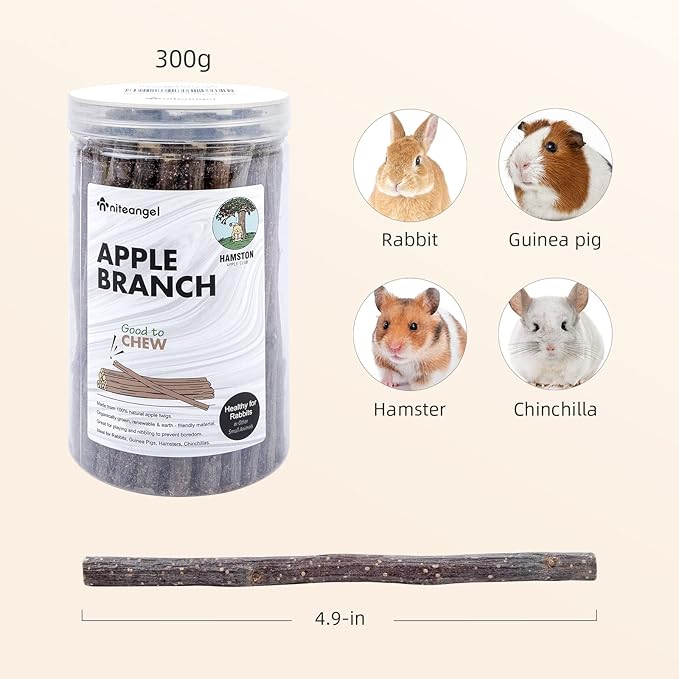Niteangel Apple Sticks Natural Chew Toys for Rabbits, Chinchilla, Guinea Pigs, Hamsters and Other Small Animals (Apple Twig)-Mewly Pet