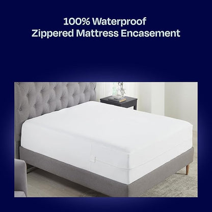 California Design Den 100% Waterproof Zippered Mattress Encasement Twin XL - 6 Sided Protection - Premium Quality, Breathable and Durable Twin XL Mattress Cover (White)