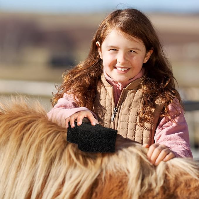 Eaasty 3 Pcs Horse Groomer Sponge Scrubber Massager Horse Grooming Brush Kit Supplies Large Soft Care for Cleaning Washing Bathing, Black, 4.33 x 7.87 x 2.56 Inch-Mewly Pet