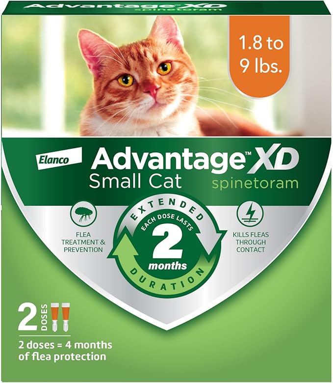Advantage XD Small Cat Flea Prevention & Treatment For Cats 1.8-9lbs. | 2-Topical Doses, 2-Months of Protection Per Dose-Mewly Pet