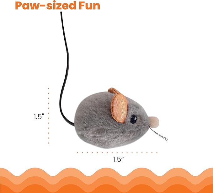 Catstages Squeak Squeak Mouse Cat Toy with Touch-Activated Sound & Catnip, Gray-Mewly Pet