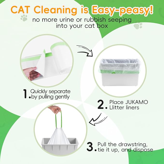 120 Pack Cat Litter Box Liners for Meo Want SC01, MW-SC02, MW-LR01,1.5 Mil Thick Drawstring Heavy Duty Leak-proof Disposable Smart Self-Cleaning Litter Box Robot Waste Drawer Trash Bags 18" x 12.6"-Mewly Pet
