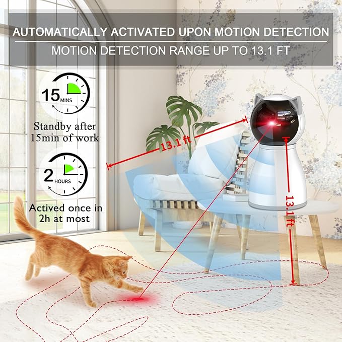 Laser Cat Toys for Indoor Cats,The 4th Generation Real Random Trajectory Motion Activated Rechargeable Automatic Cat Laser Toy,Interactive Cat Toys for Bored Indoor Adult-Mewly Pet
