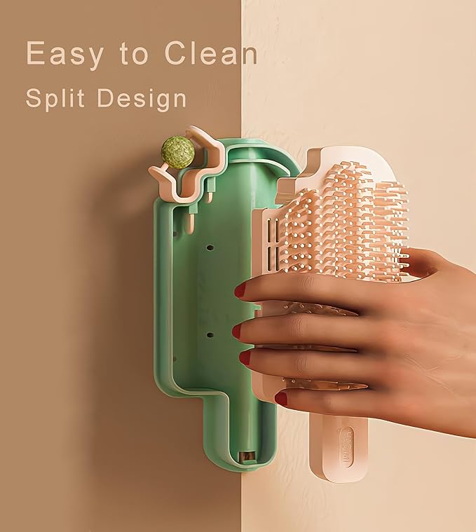 Catnip Toys for Indoor Cats 2 Pack, Stick on Wall Cat Brush with Catnip Ball Toys, 2 in 1 Massage & Self Groomer, Corner Brush-Mewly Pet