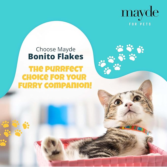 Mayde Bonito Flakes for Cats & Dogs, All-Natural High-Protein Treats, Extra Large 4oz Bag-Mewly Pet