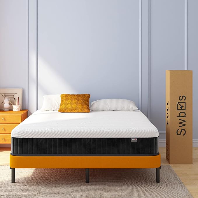 Swbvs King Mattress, 10 Inch Memory Foam Firm King Size Mattress with Hybrid King Bed Mattress in a Box Pressure Relief & Supportive King Size Matress
