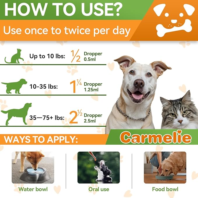 Oral Flea and Tick Support for Dogs and Cats, Natural Dog Flea and Tick Defense, Cat Flea Drops Supplements with Vitamin for Pets - All Breeds and Ages - Bacon-Mewly Pet