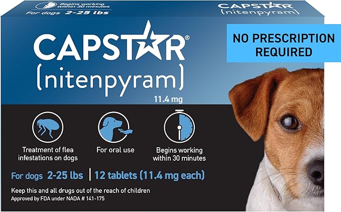 Capstar(nitenpyram) for Dogs Fast-Acting Oral Flea Treatment for Dogs 2-25 lbs, Vet-Recommended Medication Tablets Start Killing in 30 Minutes, 12 Doses-Mewly Pet