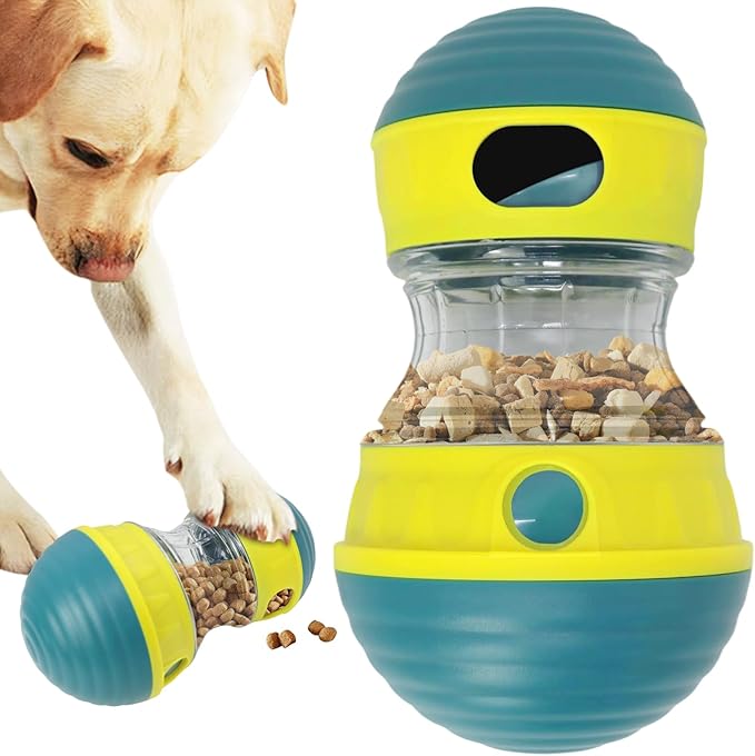 Interactive Dog Toys to Keep Them Busy, Puppy Puzzle Adjustable Food Dispenser Slow Feeder, Enrichment Treat Dispensing Toy Ball for Large/Medium/Small Breed Dogs Pet Gift (Yellow)-Mewly Pet