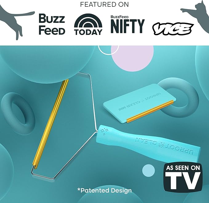 Uproot Cleaner Pro Pet Hair Remover & Mini - Pet Hair Removal Tool Multi Fabric Edge & Carpet Scraper - Cat for Couch, Cat Towers, Car Detailing The Furry-Situation Survival Kit-Mewly Pet