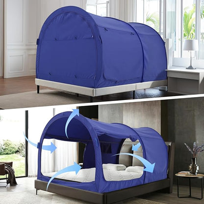 Alvantor Bed Canopy Bed Tents Dream Tents Privacy Space Twin Size Sleeping Tents Indoor Pop Up Portable Frame Curtains Breathable Grey Cottage (Mattress Not Included) Reducing Light