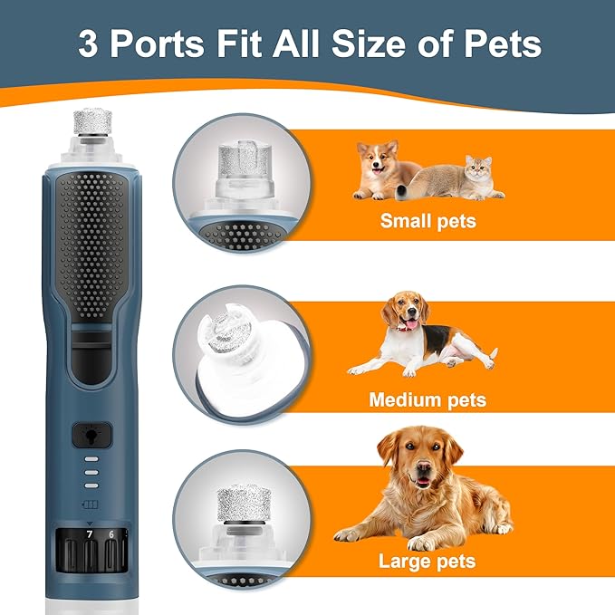Dog Nail Grinder 7-Speed & 360° LED Light, Professional Pet Nail Grinder for Dogs and Cats, Electric Dog Nail Trimmer Painless Paws Grooming & Smoothing Tool for Large Medium Small Dogs Cats Pets-Mewly Pet