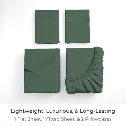 Mellanni California King Sheets Set - 4 PC Iconic Collection Bedding - Hotel Luxury, Extra Soft, Cooling Bed Sheets - Wrinkle, Fade, Stain Resistant (Cal King, Emerald Green)