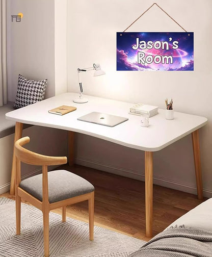Personalized Sign Fantasy Aerospace Themed For Kids Room Nursery Door Decor,Custom Name Purple Star Wall Art Decor For Little Man Cave Decorative Plate for Boys Bedroom Girls Room