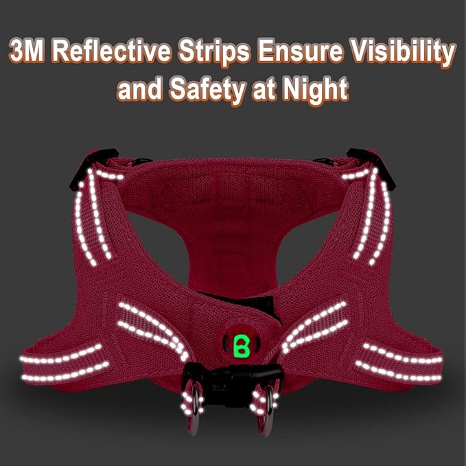 Dog Harness Step in Dog Vest Harness, Reflective Adjustable Puppy No Pull Harness Breathable Soft for Small and Medium Dogs Cats, Pink, XXS-Mewly Pet