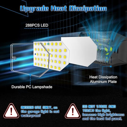 Garage Light Bulbs - Garage Lights Led Screw into Bulb Socket with 6 Deformable Panels 6500K Basement Light Fixture E26 Base Led Shop Lights for Basement Workshop Warehouse Attic - 4Pack