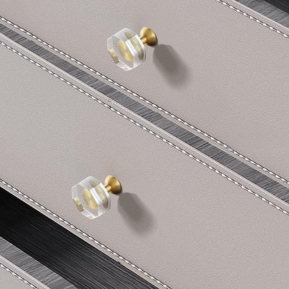 12-Pack 1-1/4-Inch Gold knob Dresser knobs White Cabinet Glass Crystal knobs Brass Drawer Polygonal Dresser Pulls, Drawer pulls