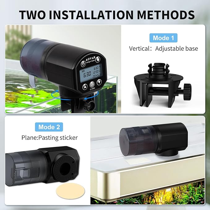 Automatic Fish Feeder Dispenser for Aquarium: Rechargeable Auto Feeders for Tank Turtle Pond Betta - 200ml Smart Food Feeding Timer Dispensers for Flake Pellet Vacation Weekend-Mewly Pet