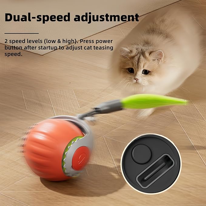 Upgraded ‘Racing Tail 5.0 ’Indoor Cat Interactive Toy: Sensor Cat Teasing Ball, Pet Electronic Chasing and Exercise Toy, Specially Designed for Bored Cats, Two Modes & One-Click Switching (2 pcs)-Mewly Pet